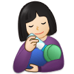 A quoi ressemblent les emoji Femme allaitant un bébé: peau claire sur Samsung.