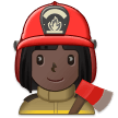 How Woman Firefighter: Dark Skin Tone emoji looks on Samsung.