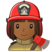 How Woman Firefighter: Medium-Dark Skin Tone emoji looks on Samsung.