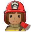 How Woman Firefighter: Medium Skin Tone emoji looks on Samsung.