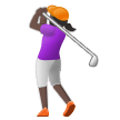 Como o emoji do Mulher golfista: pele escura é exibido no Samsung.