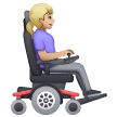 How Woman in Motorized Wheelchair Facing Right: Medium-Light Skin Tone emoji looks on Samsung.