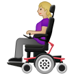 A quoi ressemblent les emoji Femme en fauteuil motorisé: peau moyennement claire sur Samsung.