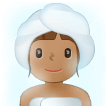 Wie Frau in Dampfsauna: mittlere Hautfarbe Emoji auf Samsung aussieht.