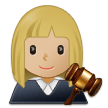 How Woman Judge: Medium-Light Skin Tone emoji looks on Samsung.