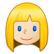 How Woman: Light Skin Tone, Blond Hair emoji looks on Samsung.