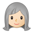 Como o emoji do Mulher: pele clara e cabelo branco é exibido no Samsung.