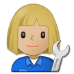 How Woman Mechanic: Medium-Light Skin Tone emoji looks on Samsung.