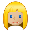 How Woman: Medium-Light Skin Tone, Blond Hair emoji looks on Samsung.