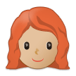 Bagaimana emoji Perempuan: ton kulit sederhana cerah dan rambut merah kelihatan di Samsung.