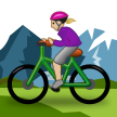 Come Ciclista donna di mountain bike: carnagione abbastanza chiara emoji appare su Samsung.