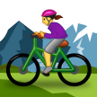 Come Ciclista donna di mountain bike emoji appare su Samsung.