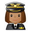 A quoi ressemblent les emoji Pilote femme: peau légèrement mate sur Samsung.