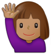 How Woman Raising Hand: Medium Skin Tone emoji looks on Samsung.