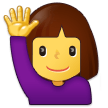 Bagaimana emoji Perempuan mengangkat tangan kelihatan di Samsung.