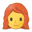 Hoe Vrouw: rood haar emoji eruit ziet op Samsung.