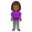 How Woman Standing: Medium-Dark Skin Tone emoji looks on Samsung.