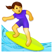 Hoe Vrouwelijke surfer emoji eruit ziet op Samsung.