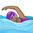 Como o emoji do Mulher nadando: pele morena é exibido no Samsung.