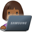 Bagaimana emoji Ahli teknologi wanita: ton kulit sederhana gelap kelihatan di Samsung.