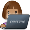 How Woman Technologist: Medium Skin Tone emoji looks on Samsung.