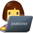 Bagaimana emoji Ahli teknologi wanita kelihatan di Samsung.