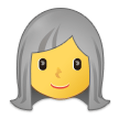 Como o emoji do Mulher: cabelo branco é exibido no Samsung.