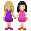 A quoi ressemblent les emoji Deux femmes se tenant la main: peau moyennement claire et peau claire sur Samsung.