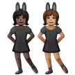 A quoi ressemblent les emoji Femmes avec des oreilles de lapin : peau foncée et peau légèrement mate sur Samsung.