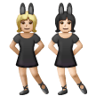 A quoi ressemblent les emoji Femmes avec des oreilles de lapin : peau moyennement claire et peau claire sur Samsung.