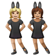 A quoi ressemblent les emoji Femmes avec des oreilles de lapin : peau moyennement claire et peau légèrement mate sur Samsung.