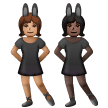 A quoi ressemblent les emoji Femmes avec des oreilles de lapin : peau légèrement mate et peau foncée sur Samsung.
