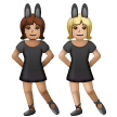 A quoi ressemblent les emoji Femmes avec des oreilles de lapin : peau légèrement mate et peau moyennement claire sur Samsung.