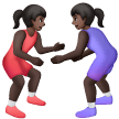 A quoi ressemblent les emoji Lutteuses : peau foncée sur Samsung.