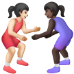 A quoi ressemblent les emoji Lutteuses : peau claire et peau foncée sur Samsung.