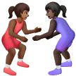 A quoi ressemblent les emoji Lutteuses : peau mate et peau foncée sur Samsung.