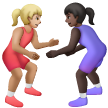 A quoi ressemblent les emoji Lutteuses : peau moyennement claire et peau foncée sur Samsung.