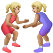 Samsung에서레슬링하는 여자: 연한 갈색 피부그림 이모티콘이 어떻게 보이는지.