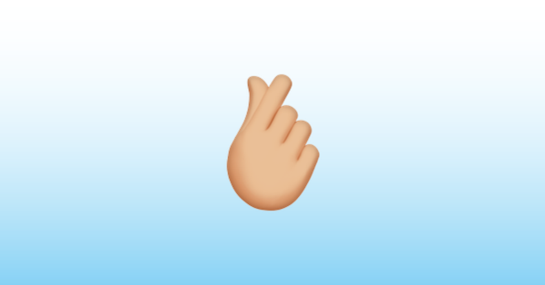 親指と人差し指をクロス やや薄い肌色 絵文字