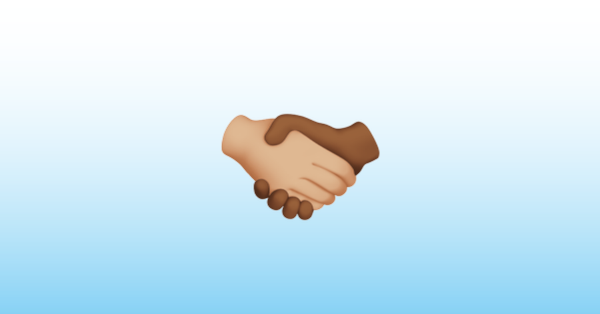 Handshake: Medium-light Skin Tone, Dark Skin Tone •