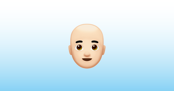 Man: Light Skin Tone, Bald Emoji 👨 🏻 🦲.