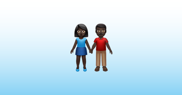 Woman And Man Holding Hands Dark Skin Tone Emoji