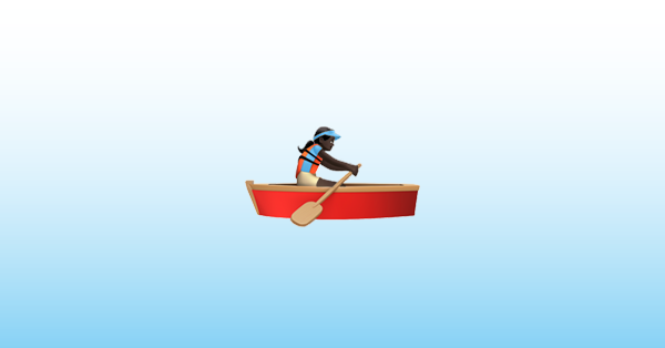 Woman Rowing Boat Dark Skin Tone Emoji