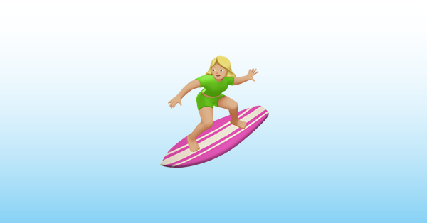 Kvinnelig surfer: hudtype 3 Emoji 🏄 🏼 ♀.