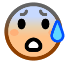 How Anxious Face with Sweat emoji looks on Softbank.