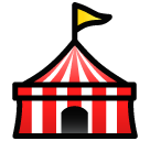 Bagaimana Circus Tent emoji terlihat di Softbank.