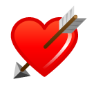 Bagaimana Heart with Arrow emoji terlihat di Softbank.