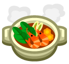 Bagaimana emoji Seperiuk makanan kelihatan di Softbank.