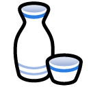 Bagaimana emoji Sake kelihatan di Softbank.