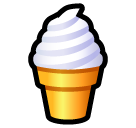 Bagaimana emoji Ais krim lembut kelihatan di Softbank.